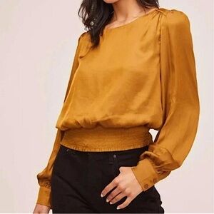 ASTR The Label | Satin Smocked Blouse